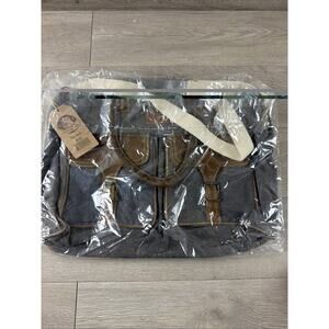 The Barrel Shack The Owen Messenger Bag Blue Brown Handmade Bag $240